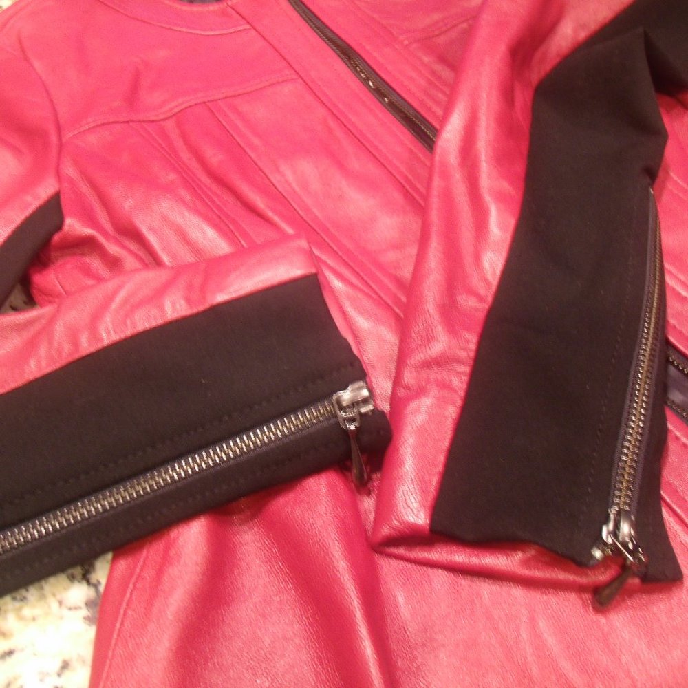 Nanette Lepore Red Leather Sugar Daddy Jacket - Picture 7 of 11